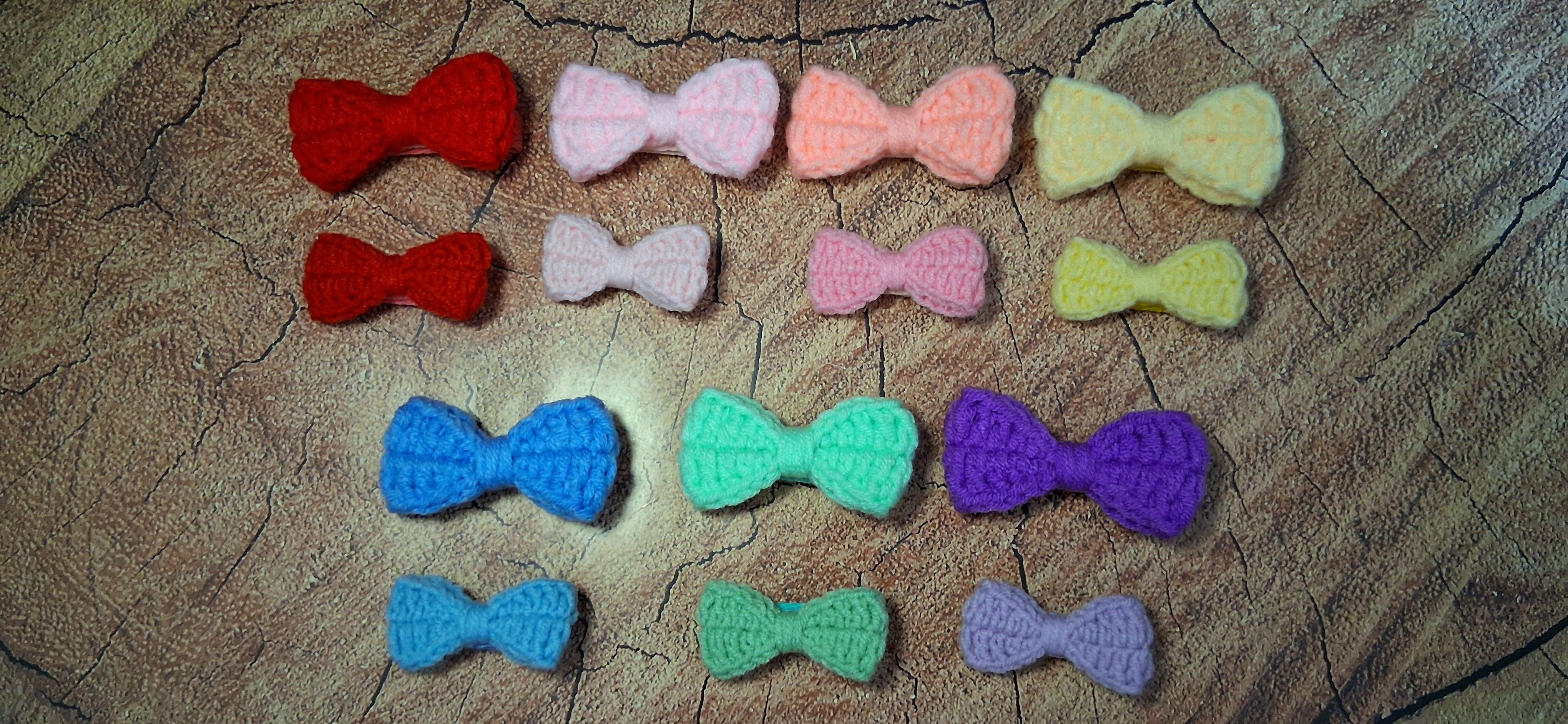 手工編織蝴蝶結髮夾（台灣製毛線）