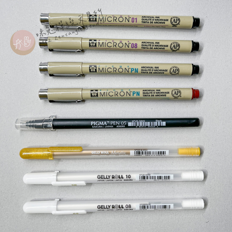 【禪繞畫Zentangle專用筆材】代針筆 PN筆 學習筆 金屬筆 白色水漾筆 短鉛筆 短白碳筆 推紙筆 紙筆