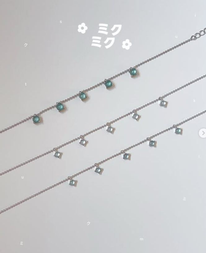 《#咪估純銀系列｜藍水翡翠純銀手鍊》