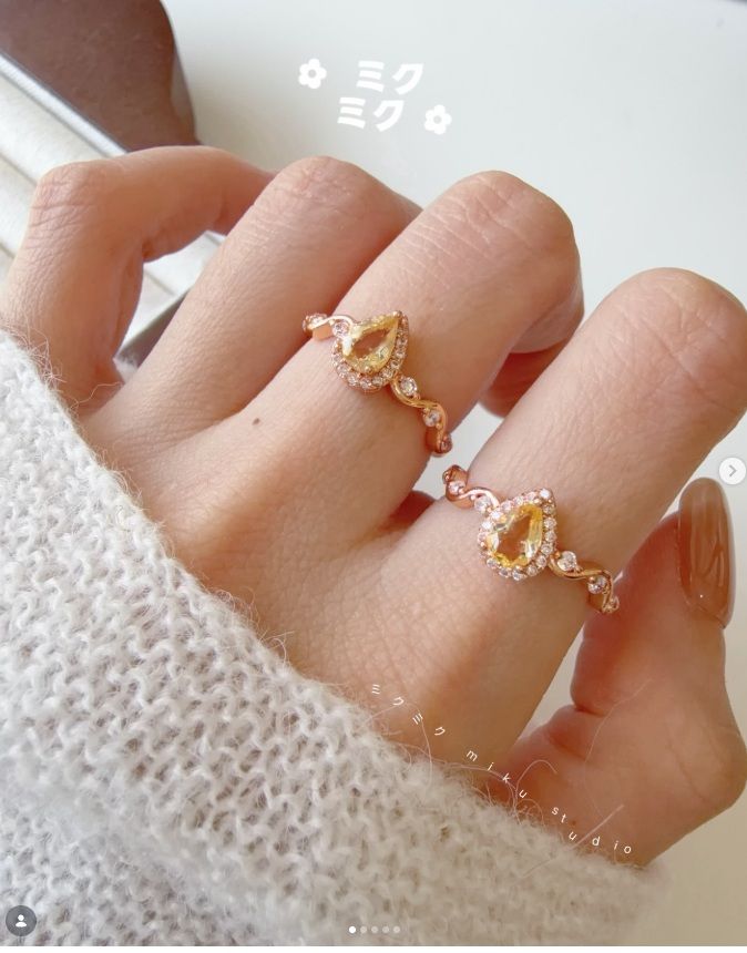 《#咪估半銀系列｜黃水晶水滴鑽切戒指 ✨💛》