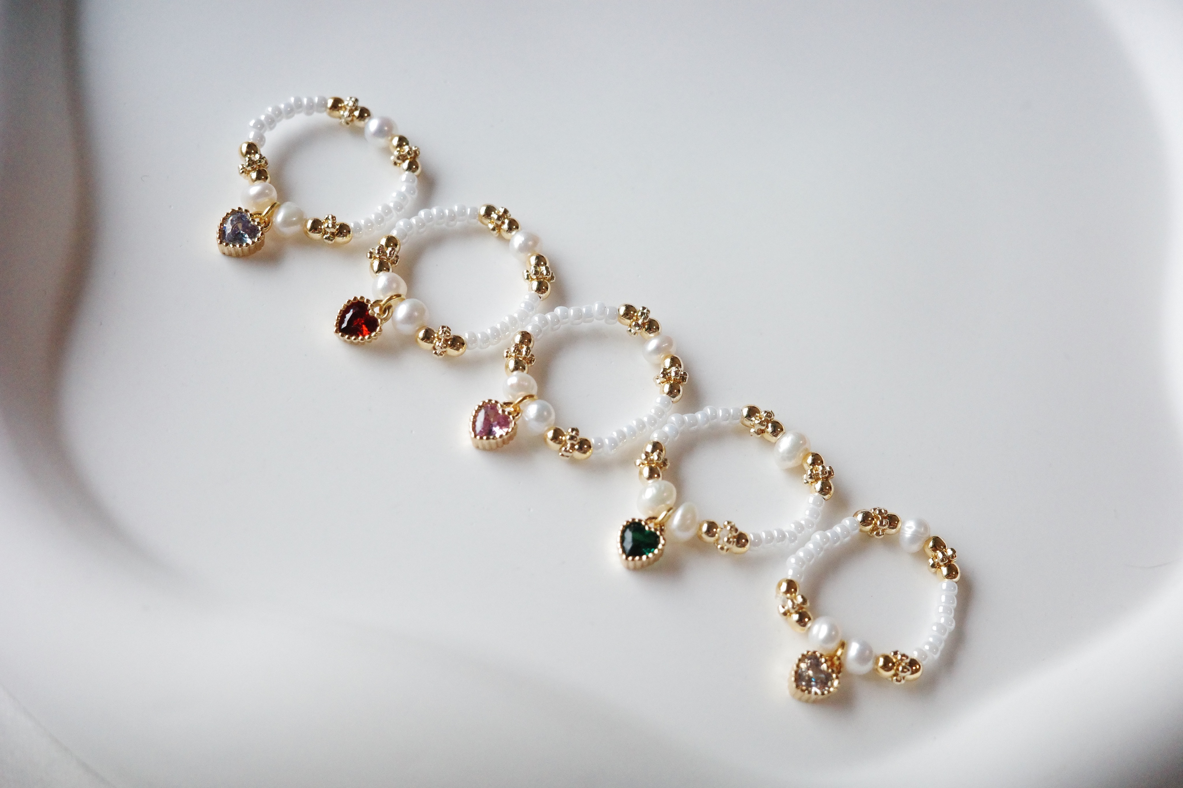 ❁心型圈系列｜心光微語｜手作串珠戒指