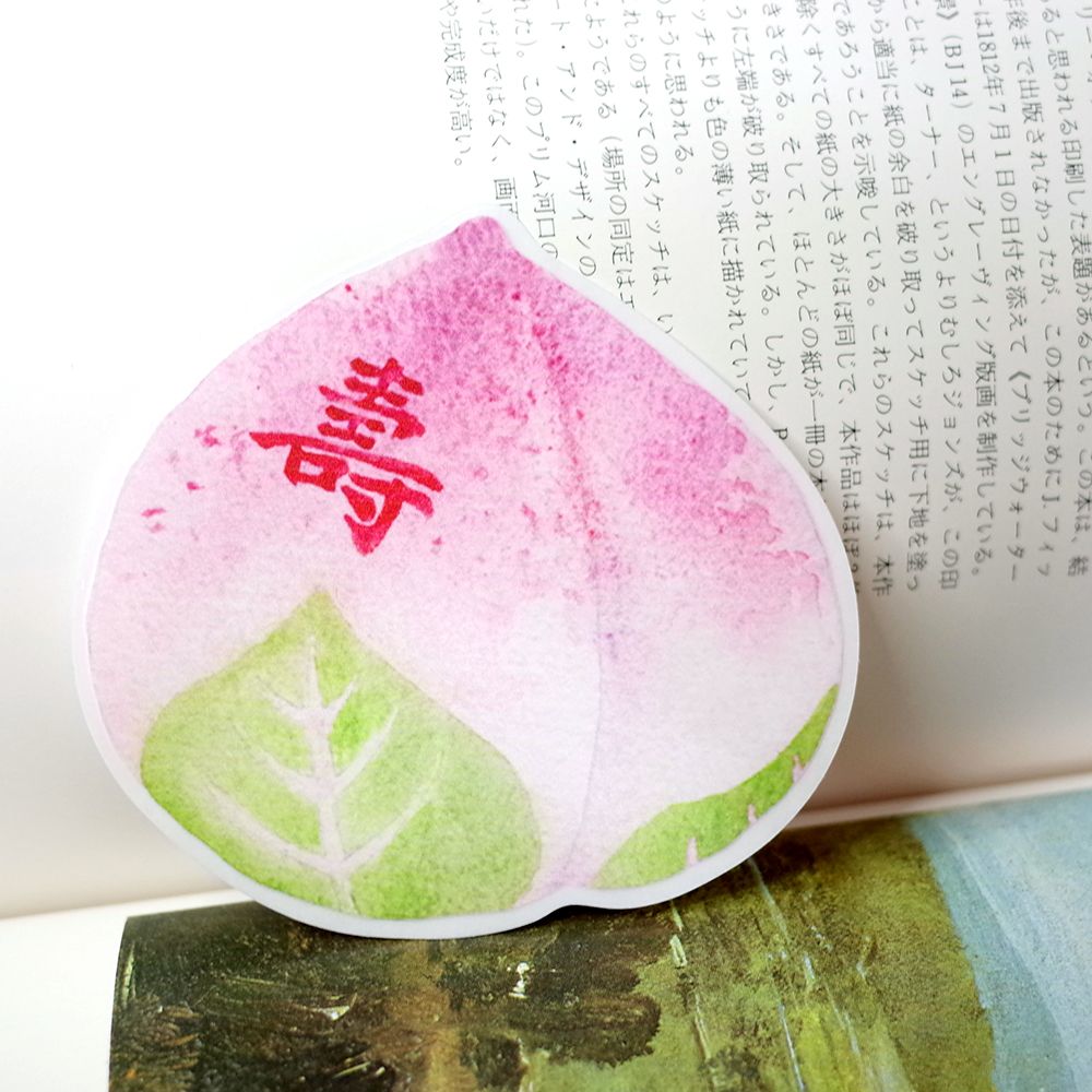 臺灣點心繪畫防水大貼紙│壽桃/拜拜蛋糕