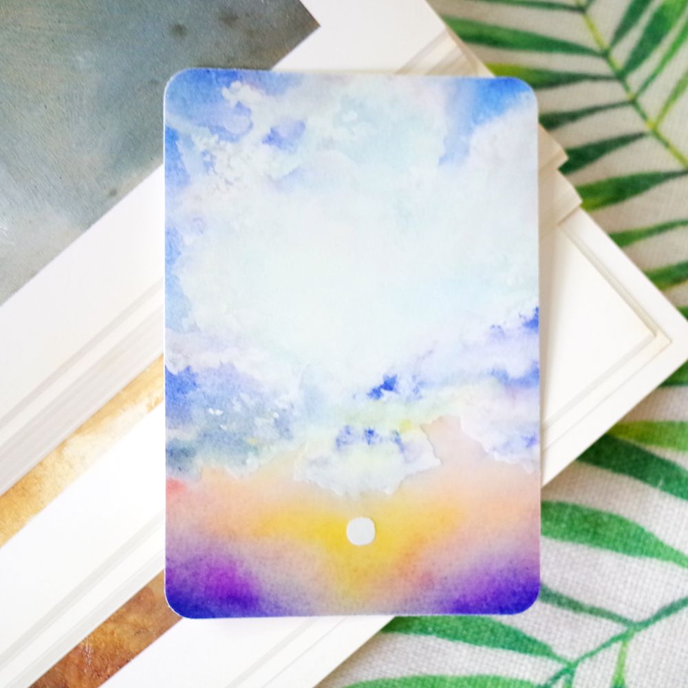 原創風景晨與昏繪畫防水大貼紙│紫光晨曦、日光暖雲、雲上飛行、暮雲橙紫