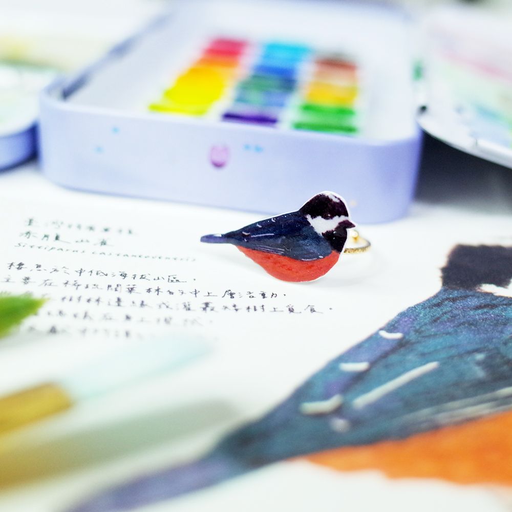 臺灣特有種鳥類繪畫戒指│赤腹山雀/大冠鷲