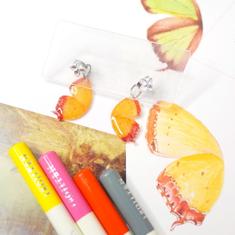 臺灣特有種蝶蛾925銀耳環│紫日灰蝶/臺灣長尾水青蛾/西風翠灰蝶/琉璃帶鳳蝶