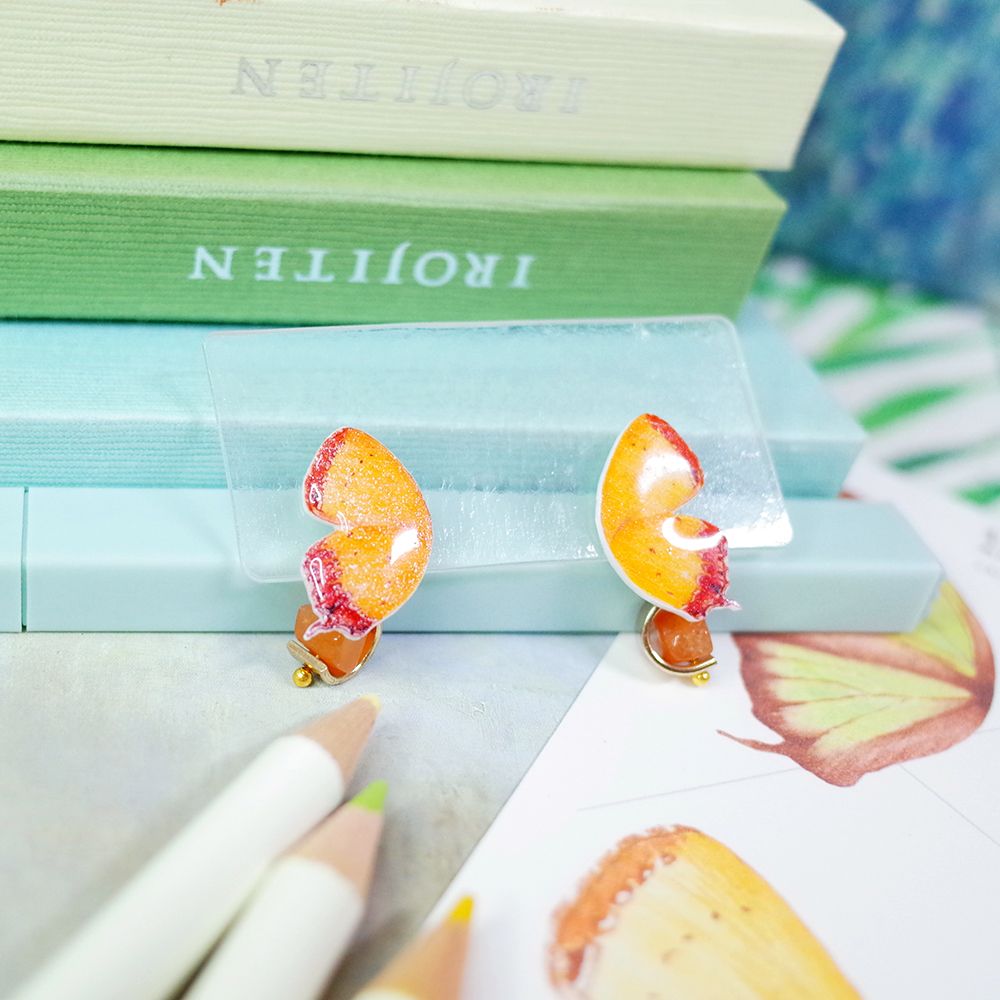 臺灣特有種蝶蛾貼耳耳環│紫日灰蝶/西風翠灰蝶