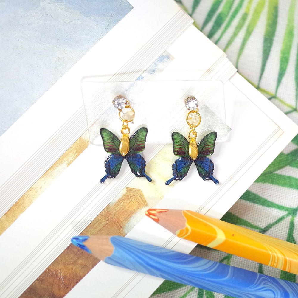 臺灣特有種蝶蛾垂墜耳環│琉璃帶鳳蝶