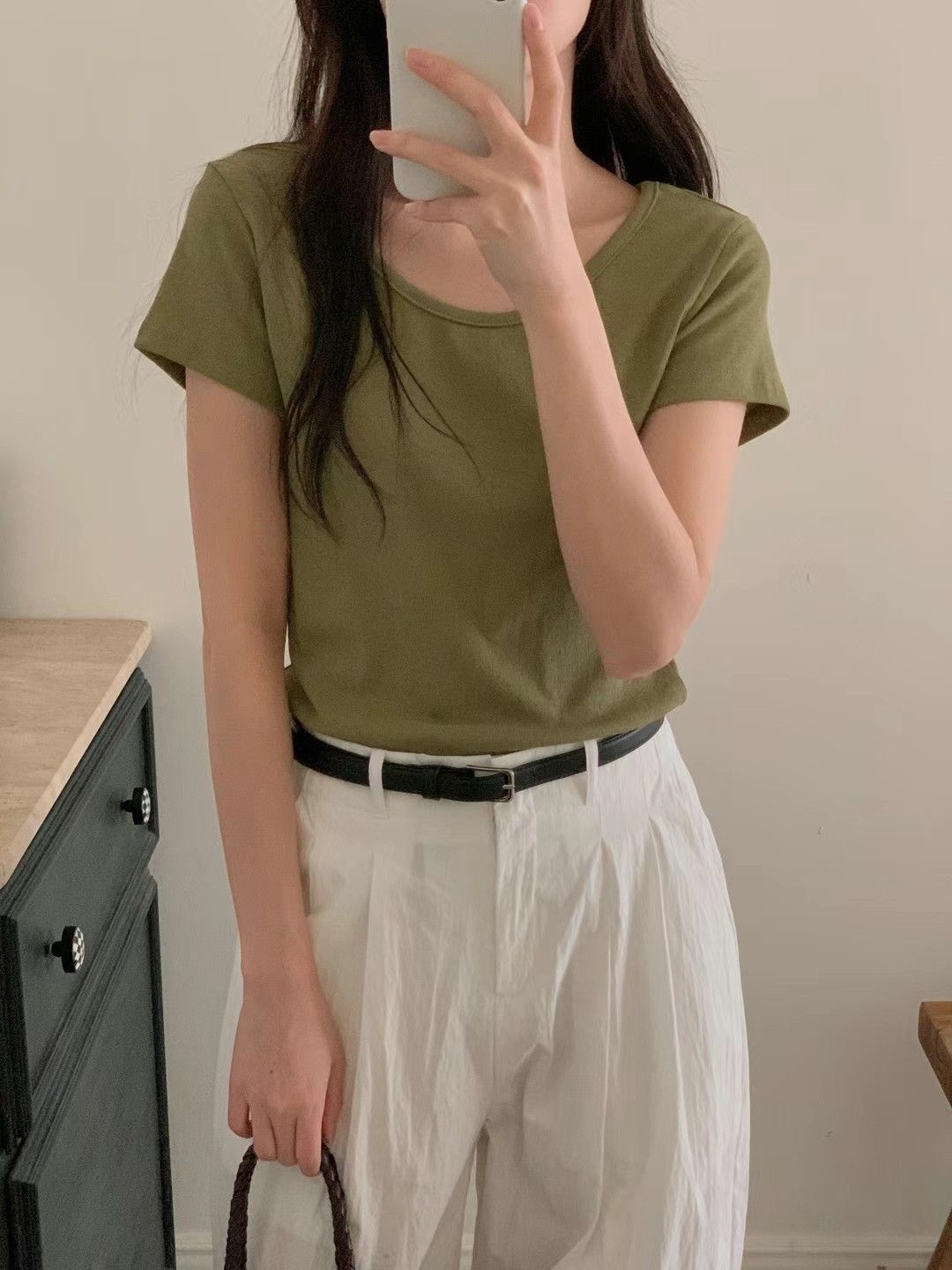 素面混麻短上衣