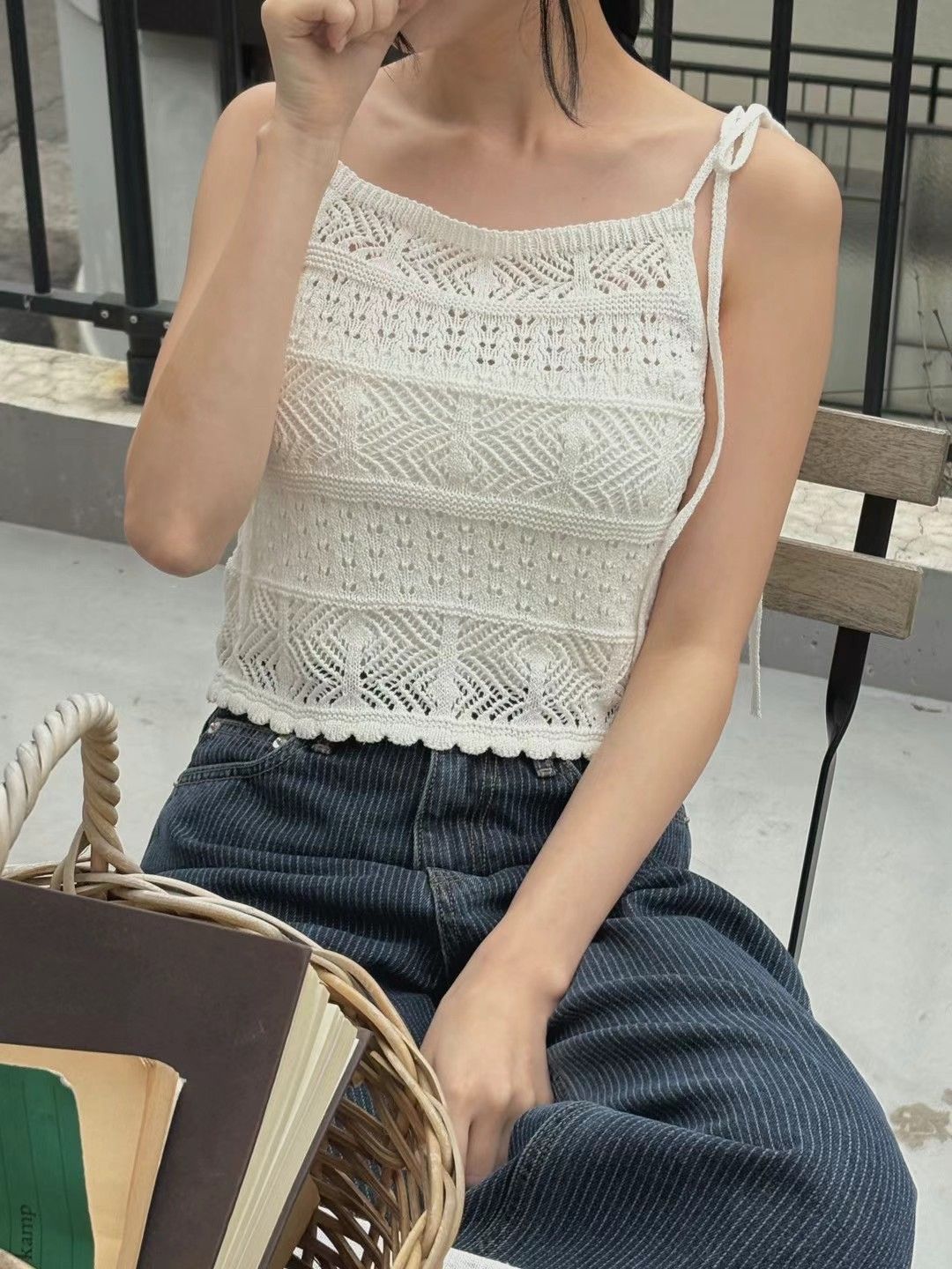 簍空編織背心