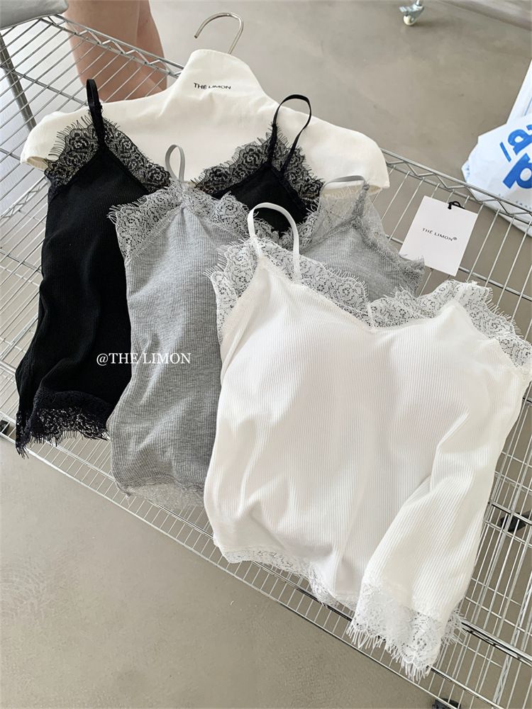 夏季蕾絲吊帶背心｜可調肩帶手工花邊內搭上衣