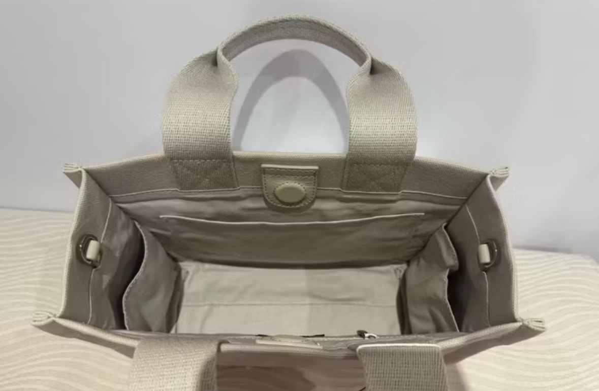 全新agnes b. 帆布刺繡logo兩用托特包 （米白色）