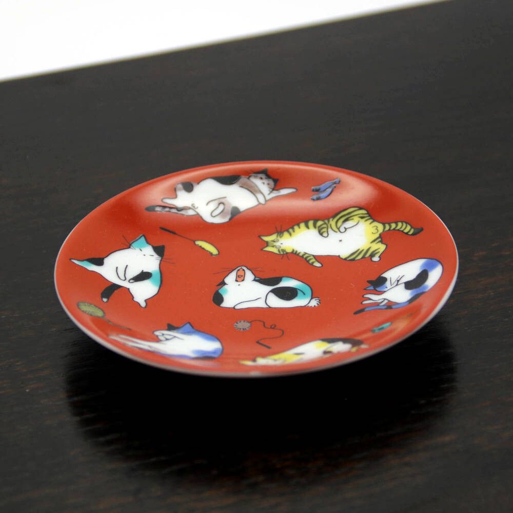 日本製 九谷燒 招財貓小碟子