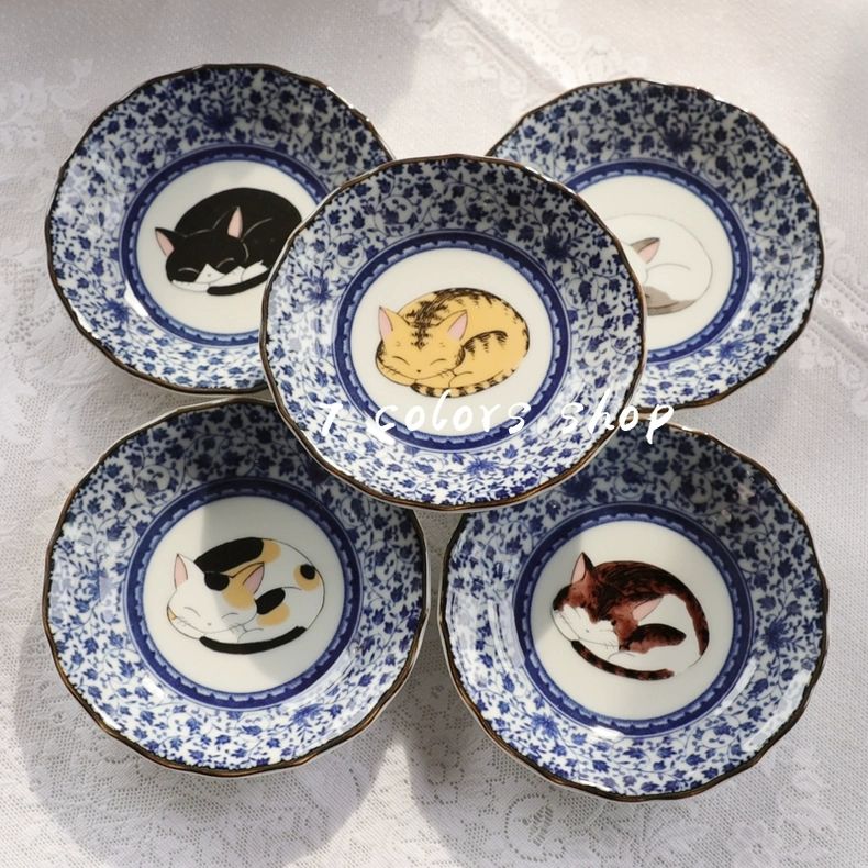 日本製 九谷燒 貓咪餐盤禮盒