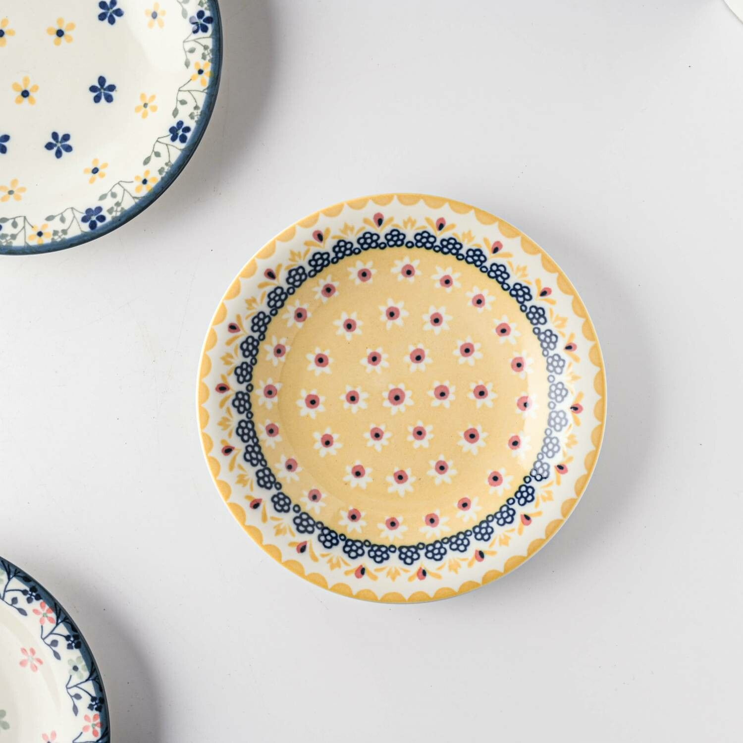 日本製 淡顏系 細花小盤