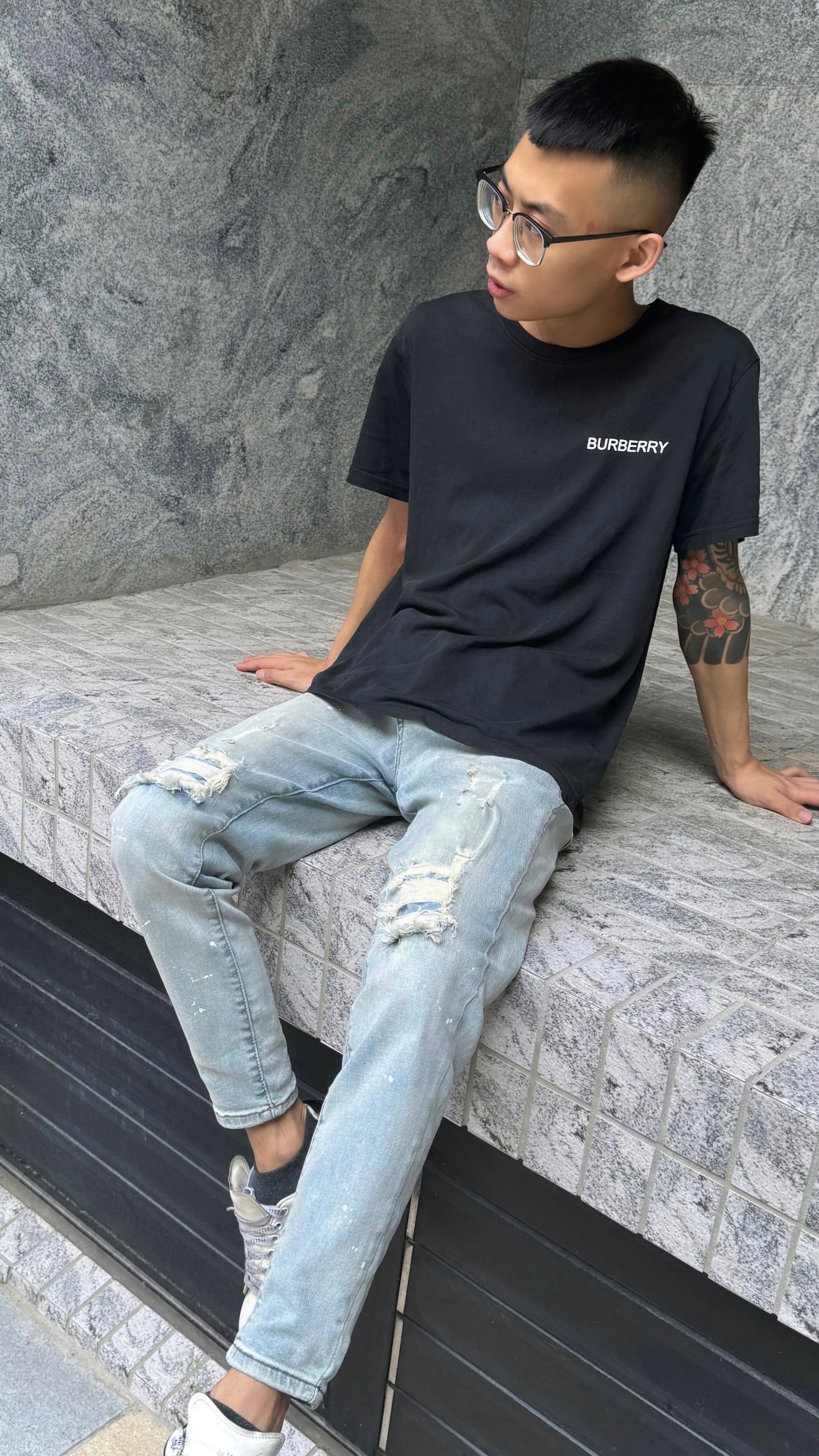 🌊小宇同款 彈性水洗潑漆藍 牛仔褲