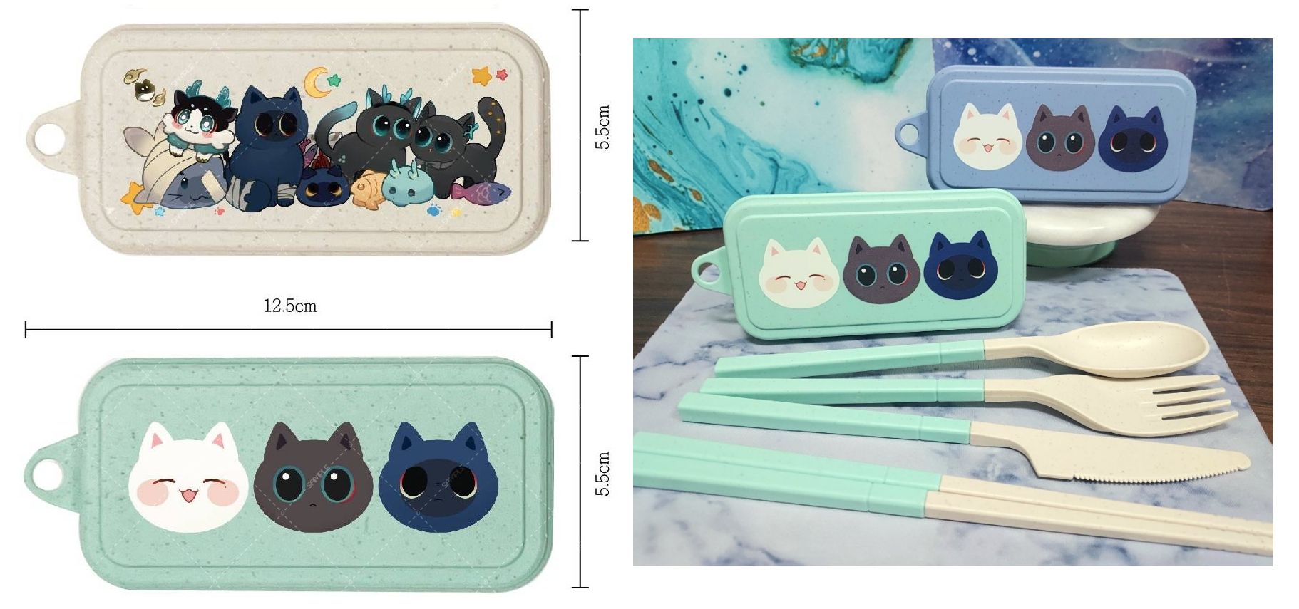 【崩壞：星穹鐵道｜現貨】仙舟小動物系列小麥環保餐具四件組 （示意圖僅供參考）