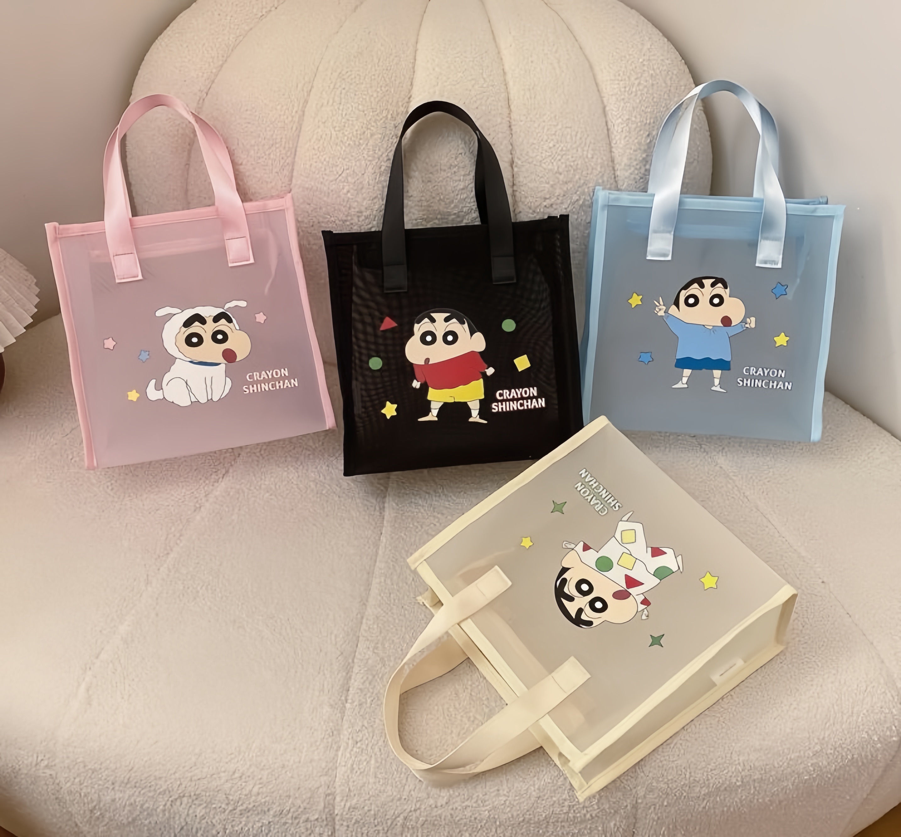 正版授權蠟筆小新網紗提袋