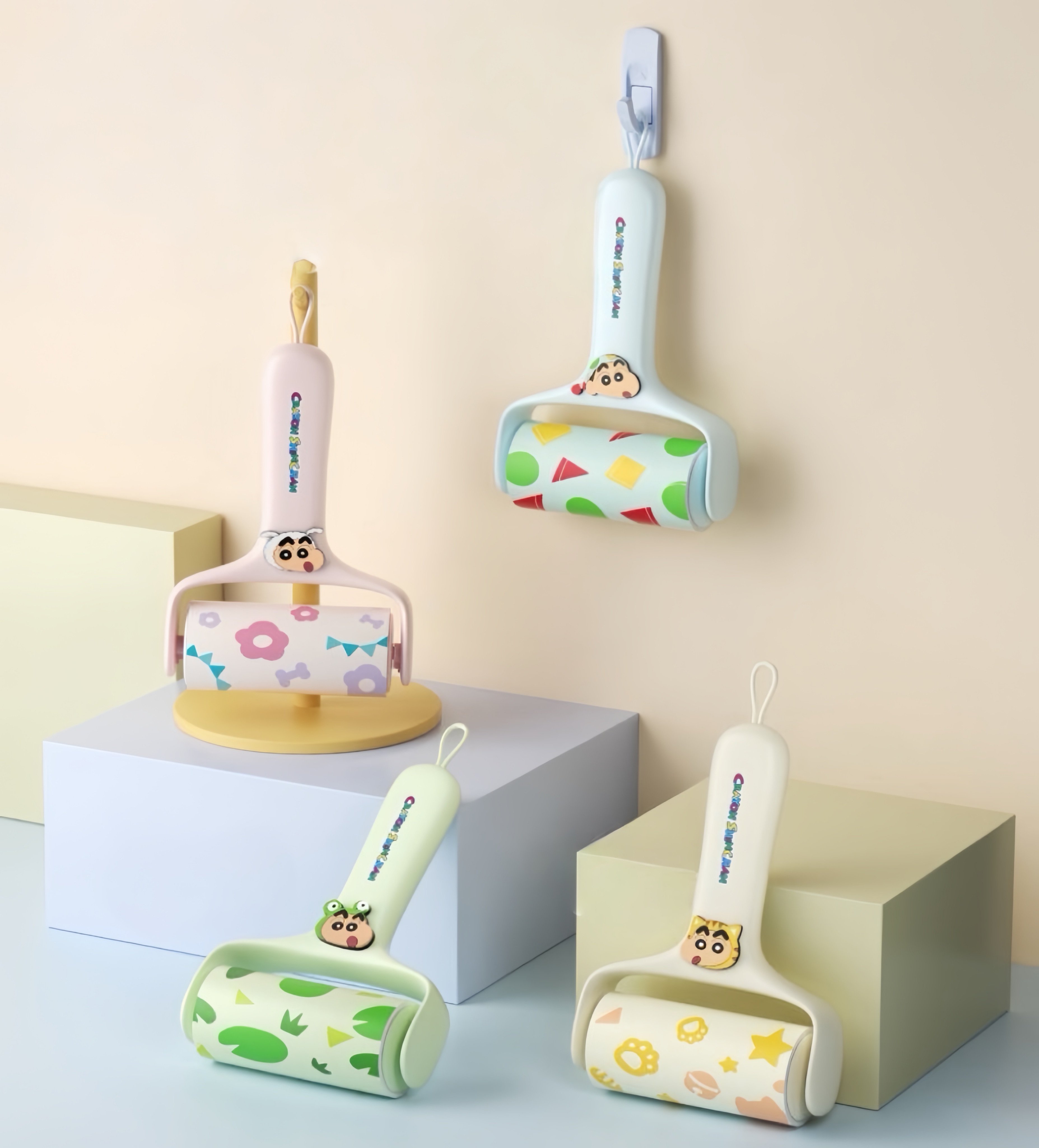 正版授權蠟筆小新黏毛滾筒