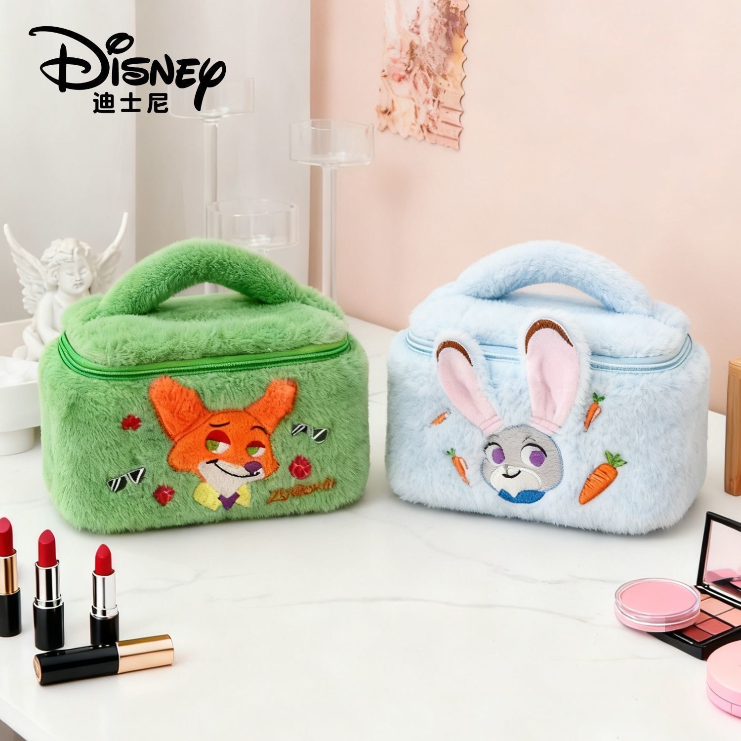 正版授權迪士尼系列毛絨化妝包