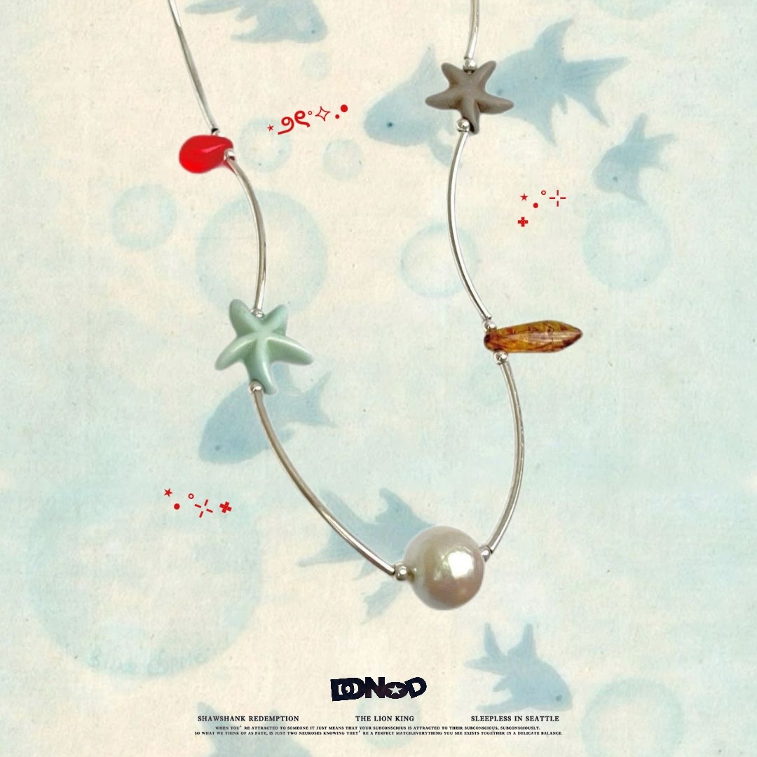 N10·DD沒有D｜꒰ ꒱現貨·夏日拼接｜韓系 組合 海星珍珠拼接頸鏈 夏天 頸鏈 元素 細鏈