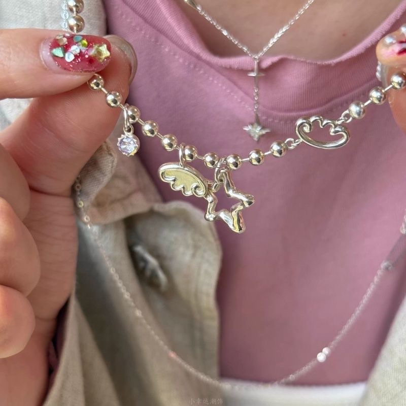 N20·DD沒有D｜꒰ ꒱現貨·迷你星星翅膀🪽｜日系 縮小 星星翅膀 項鍊  珠珠鍊 春夏 短鍊