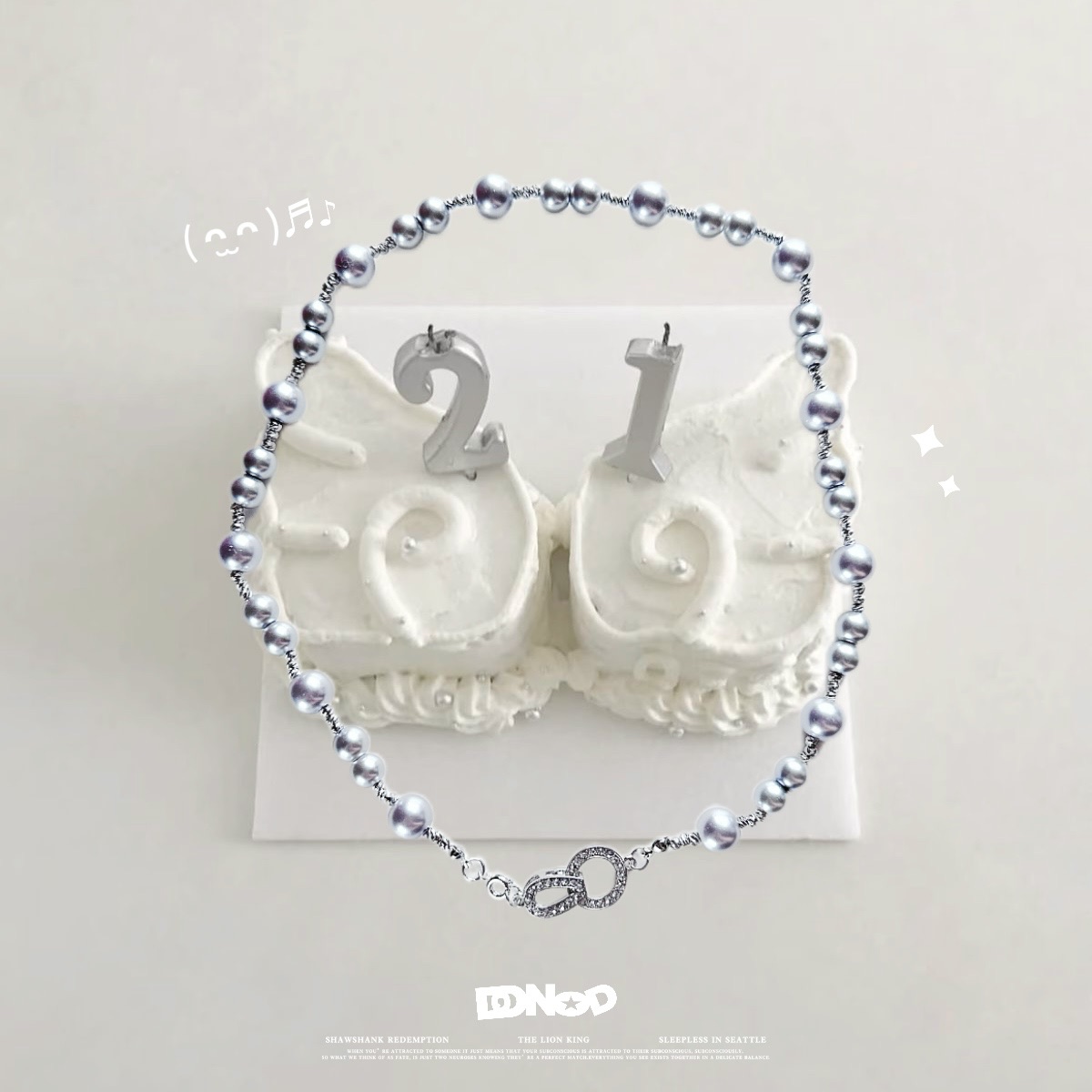 N02·DD沒有D｜꒰ ꒱現貨· 銀灰色珍珠碎鑽頸鏈｜氣質 鎖骨鏈 珍珠