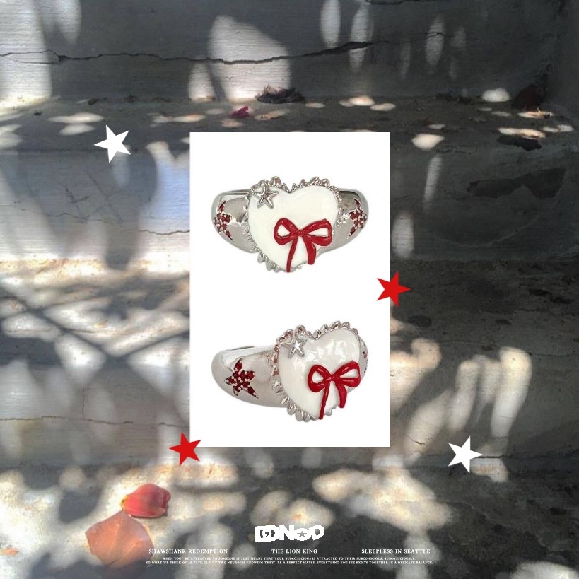 R02·DD沒有D｜꒰ ꒱現貨·法式少女戒指｜愛心蝴蝶結 戒指💍飾品