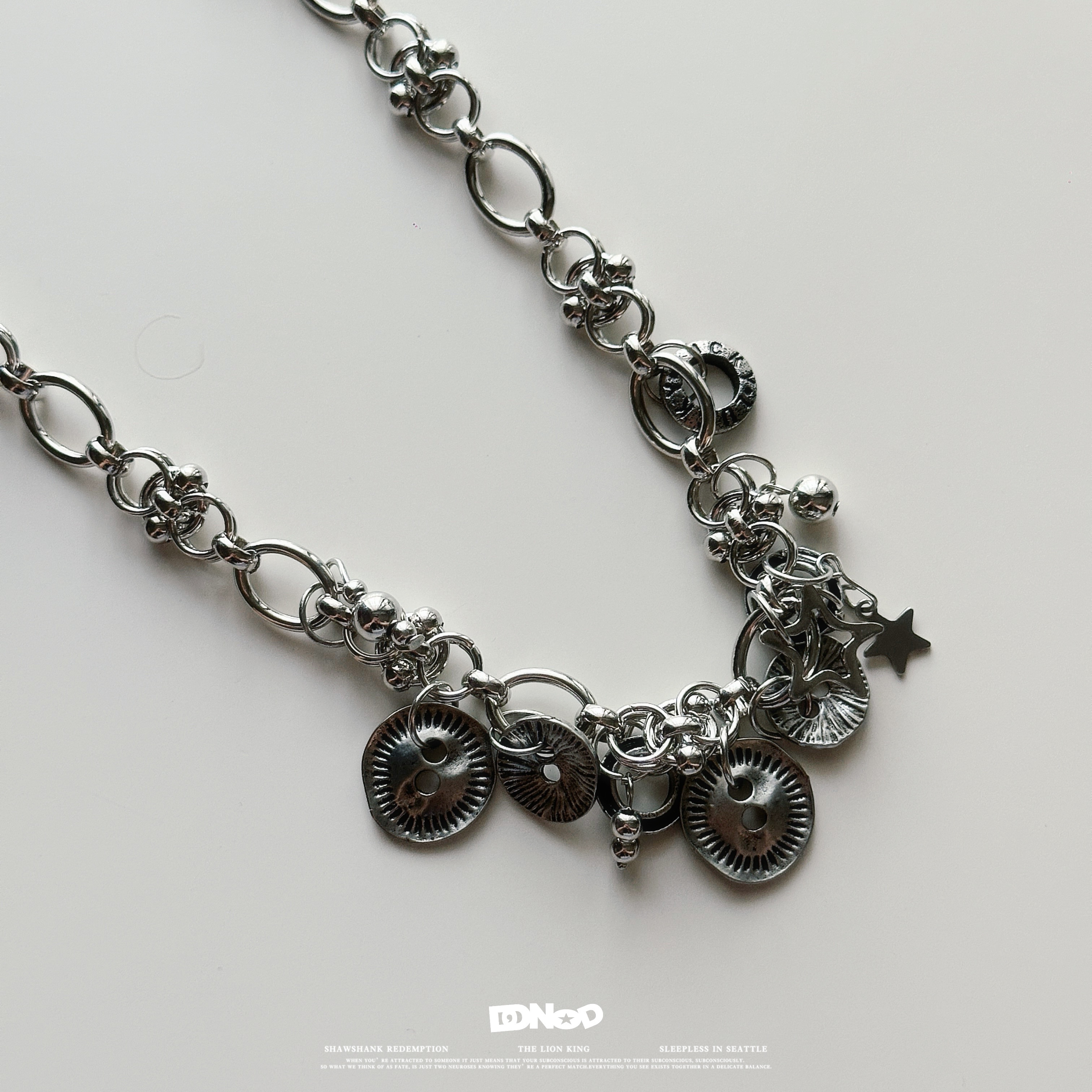 N21·DD沒有D｜꒰ ꒱現貨·銀色炸彈｜鈕扣朋克風 小眾項鍊 頸鏈 鎖骨鏈 鈕扣元素 🪐