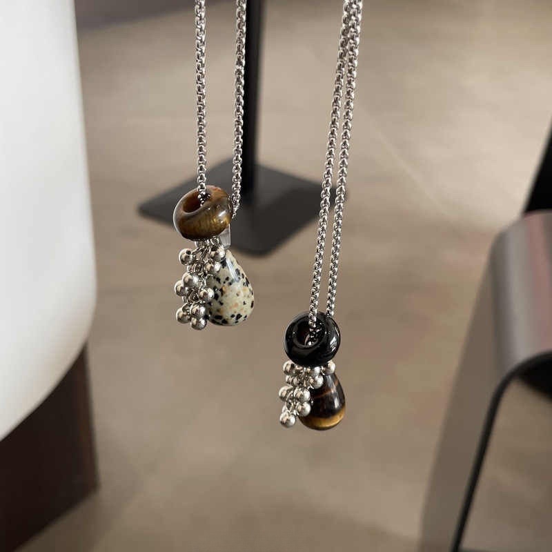 N23·DD沒有D｜꒰ ꒱預購·石頭葡萄串吊墜長鍊｜小眾設計 琥珀石 不規則 秋冬款