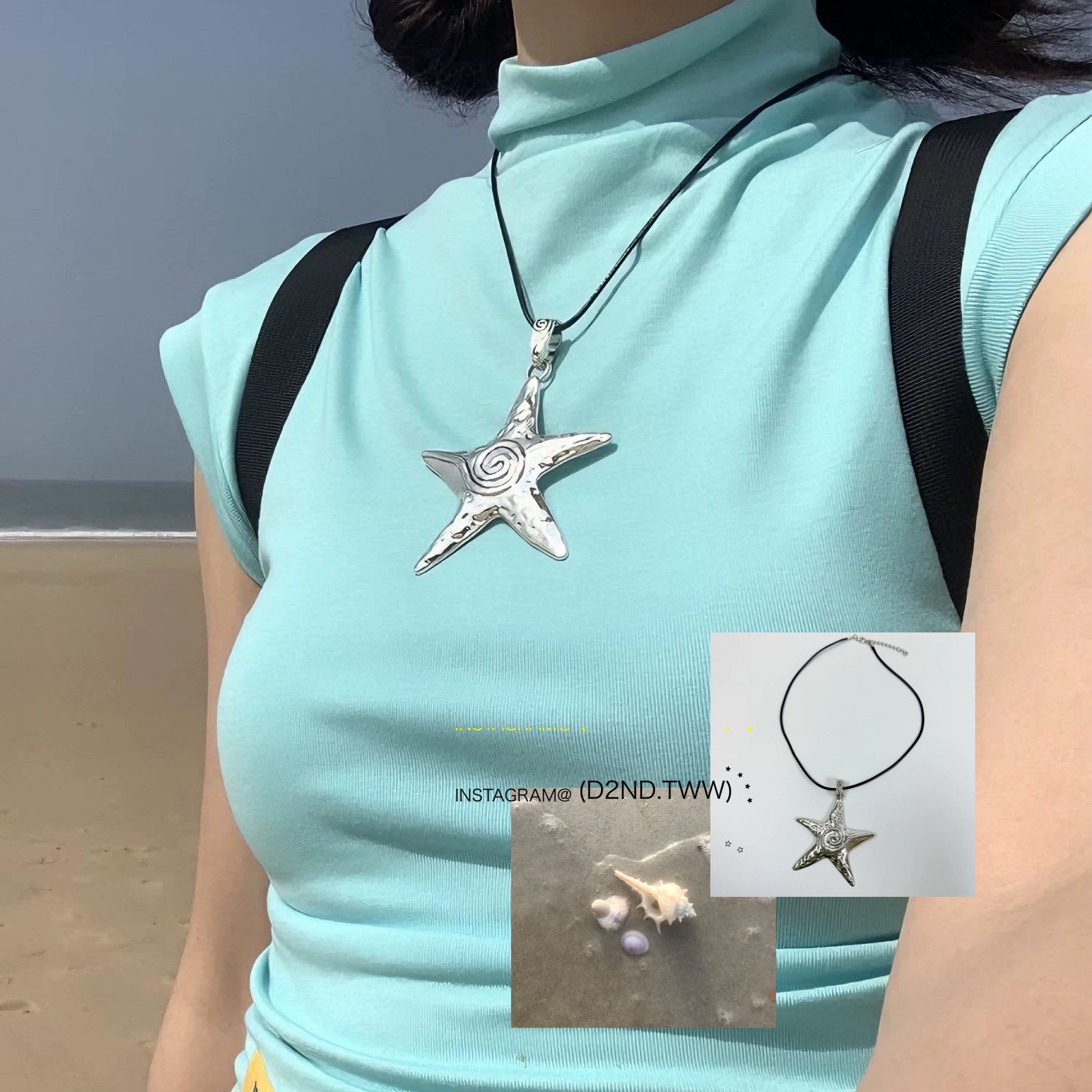 N25·DD沒有D｜꒰ ꒱現貨·Y2K千禧復古海星垂墜蠟繩長鍊｜甜酷 海星 長鍊 小眾