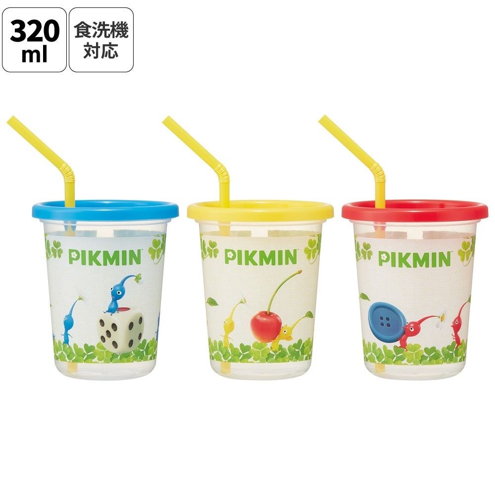 【Skater】皮克敏附吸管塑膠水杯 320ml（3 入組）