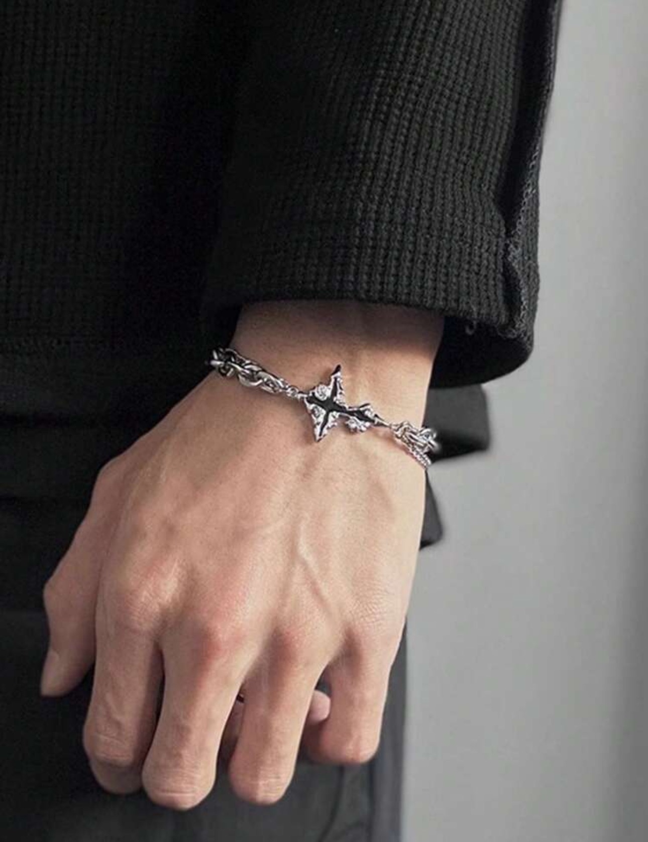 C3-024時尚細節十字架款式不鏽鋼手鏈 首飾 男女穿搭