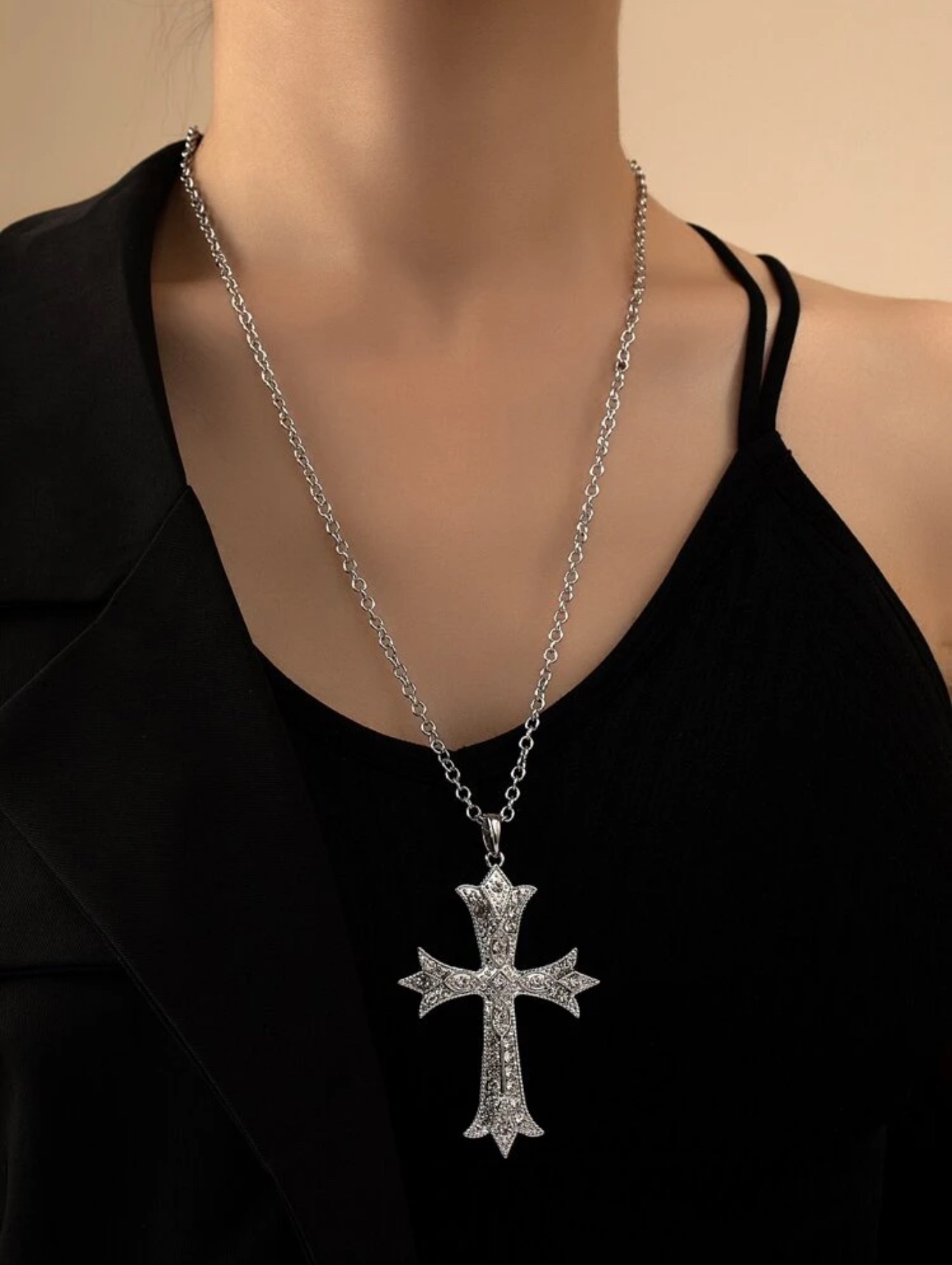 C3-026【化合選物】十字架長款吊飾項鍊 不鏽鋼首飾 男女穿搭