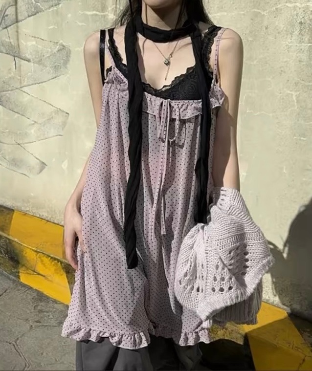 波點疊穿吊帶背心