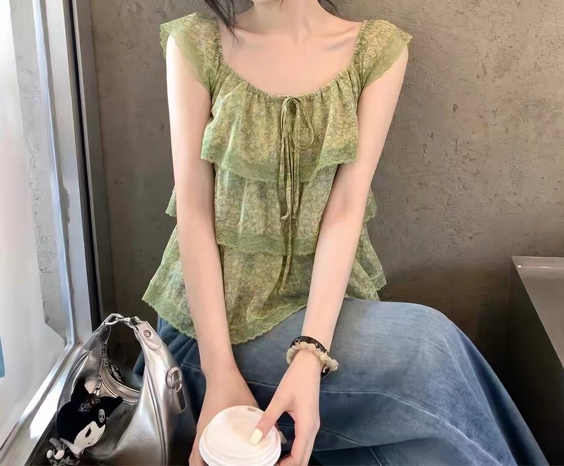碎花吊帶背心