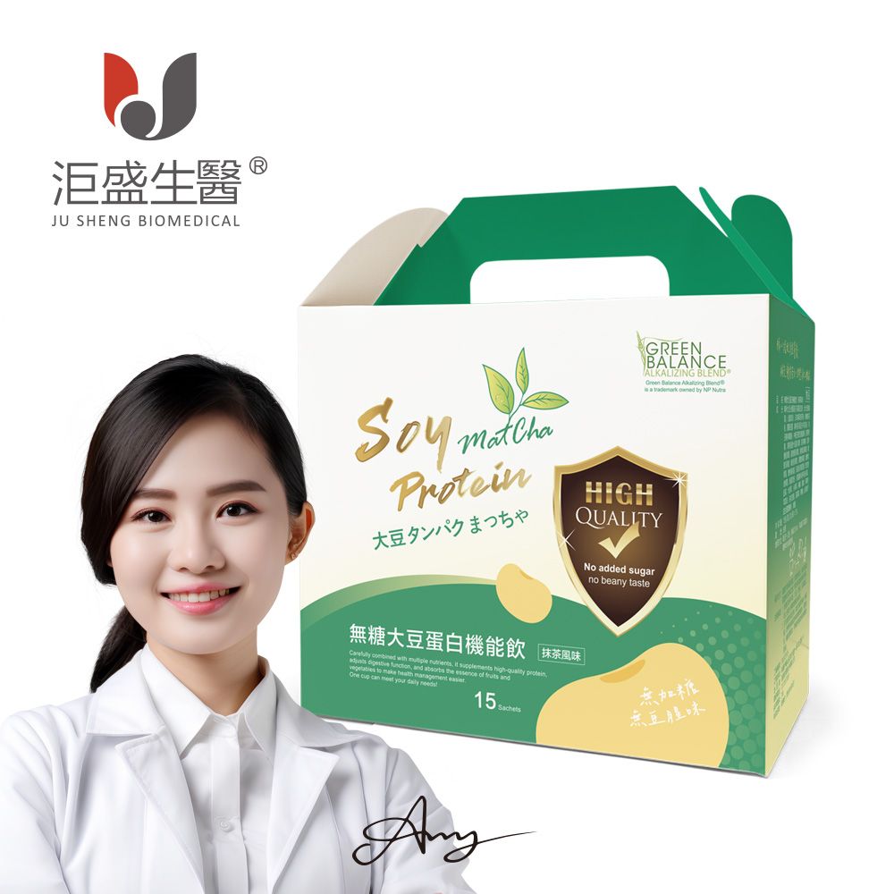 【洰盛生醫】無糖大豆蛋白機能飲（抹茶風味） 1入 （15包/盒）