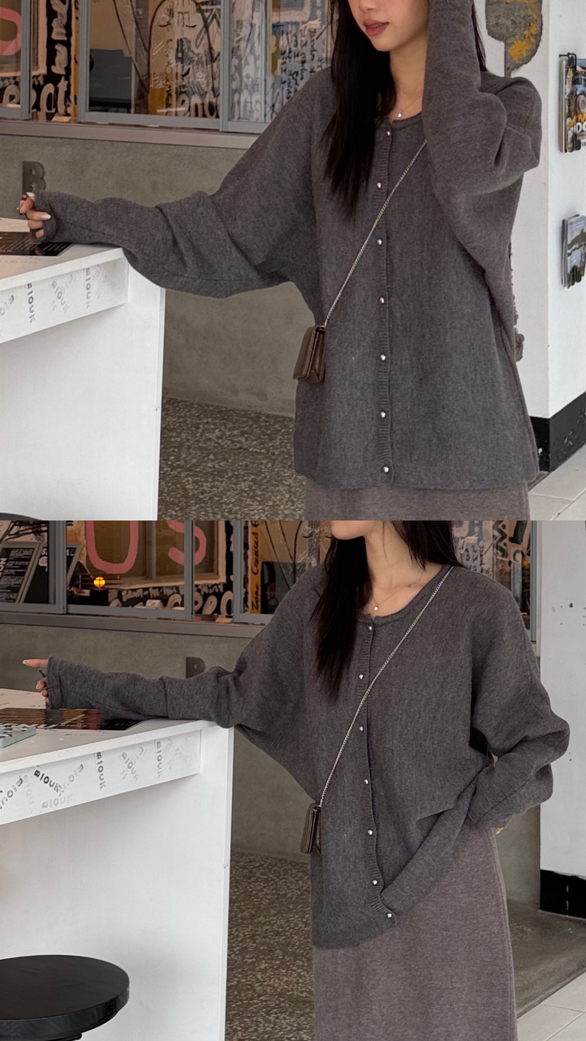 必收！灰常高級感！法式慵懶蝙蝠袖針織開衫