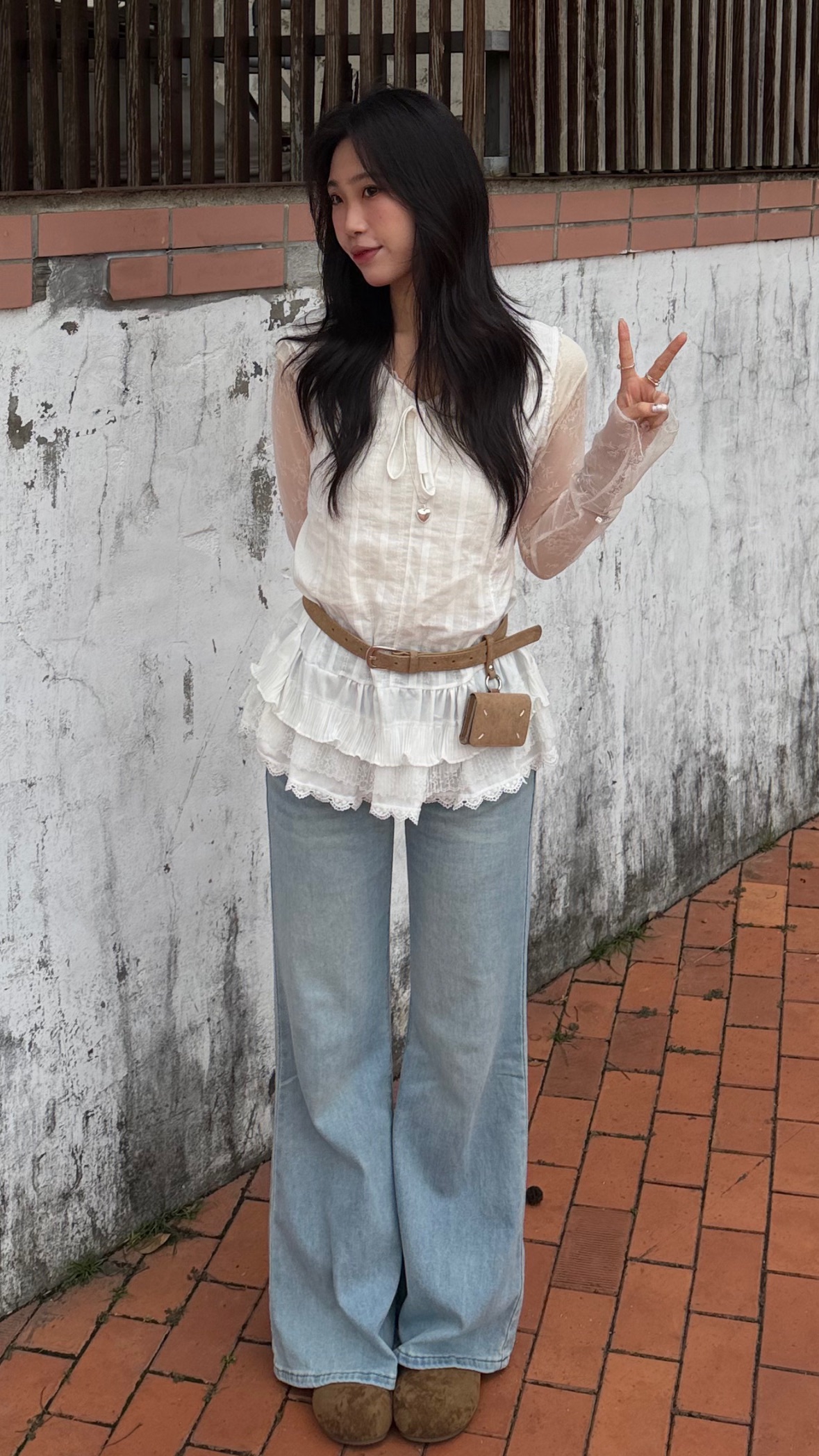 014/小清新!溫柔蕾絲花邊吊帶背心裙