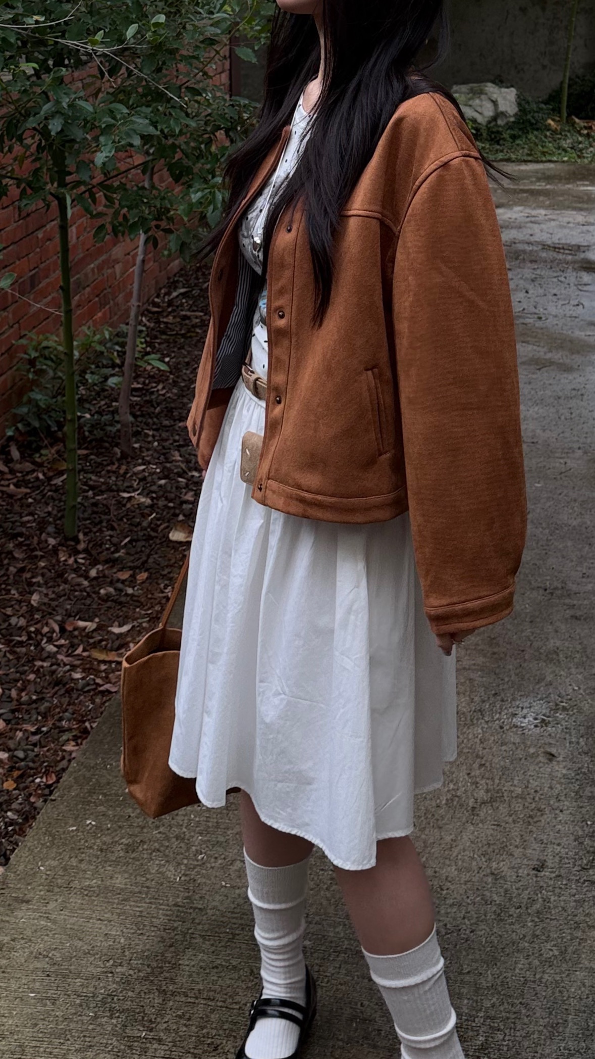 051溫霧卡其!圓領麂皮夾克