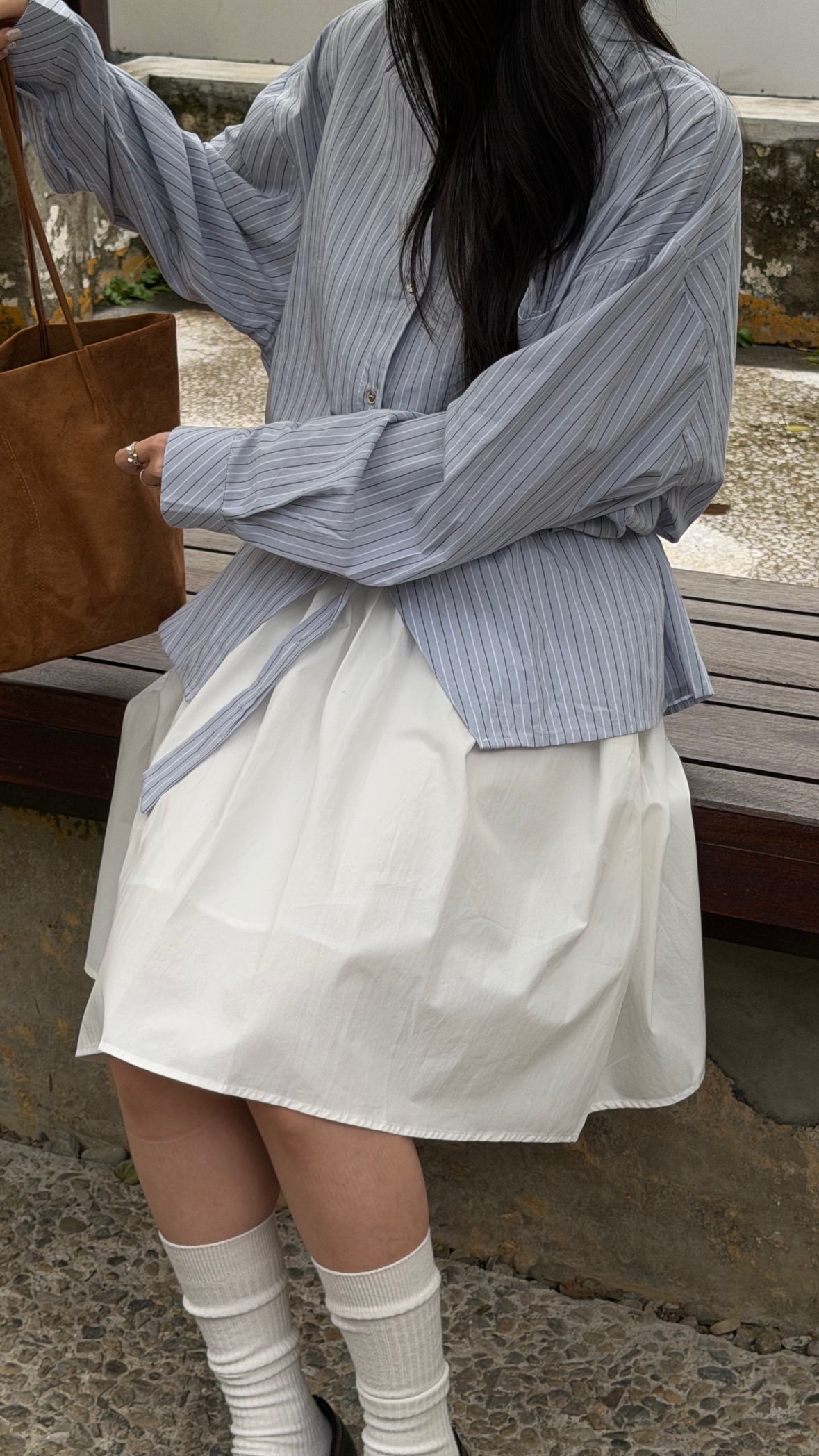 049輕盈比例!寬鬆直條襯衫上衣