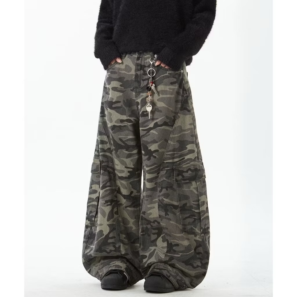 美式復古迷彩彎刀褲～