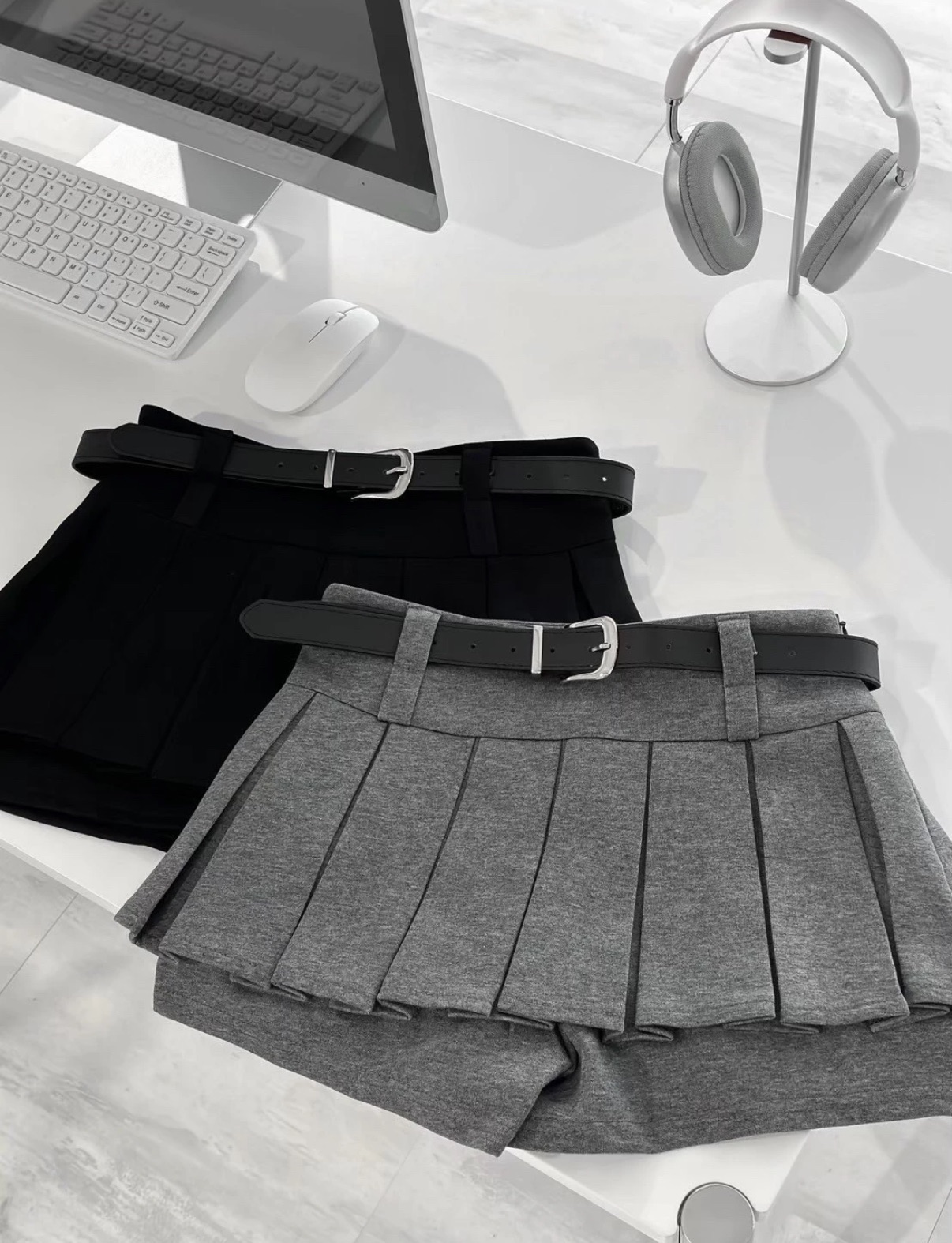 𝐌𝐞𝐫𝐚𝐤𝐢 韓版皮帶百褶裙