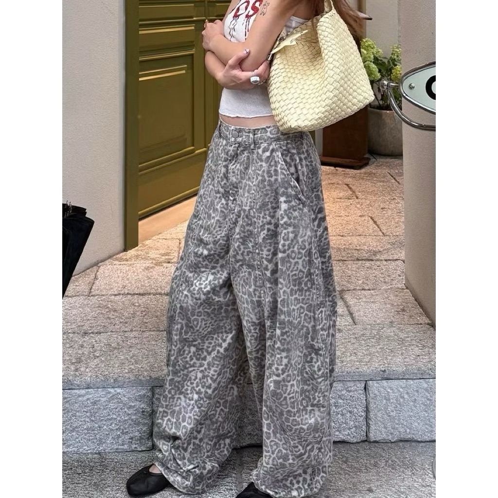 𝐌𝐞𝐫𝐚𝐤𝐢 美式復古豹紋 闊腿 長褲