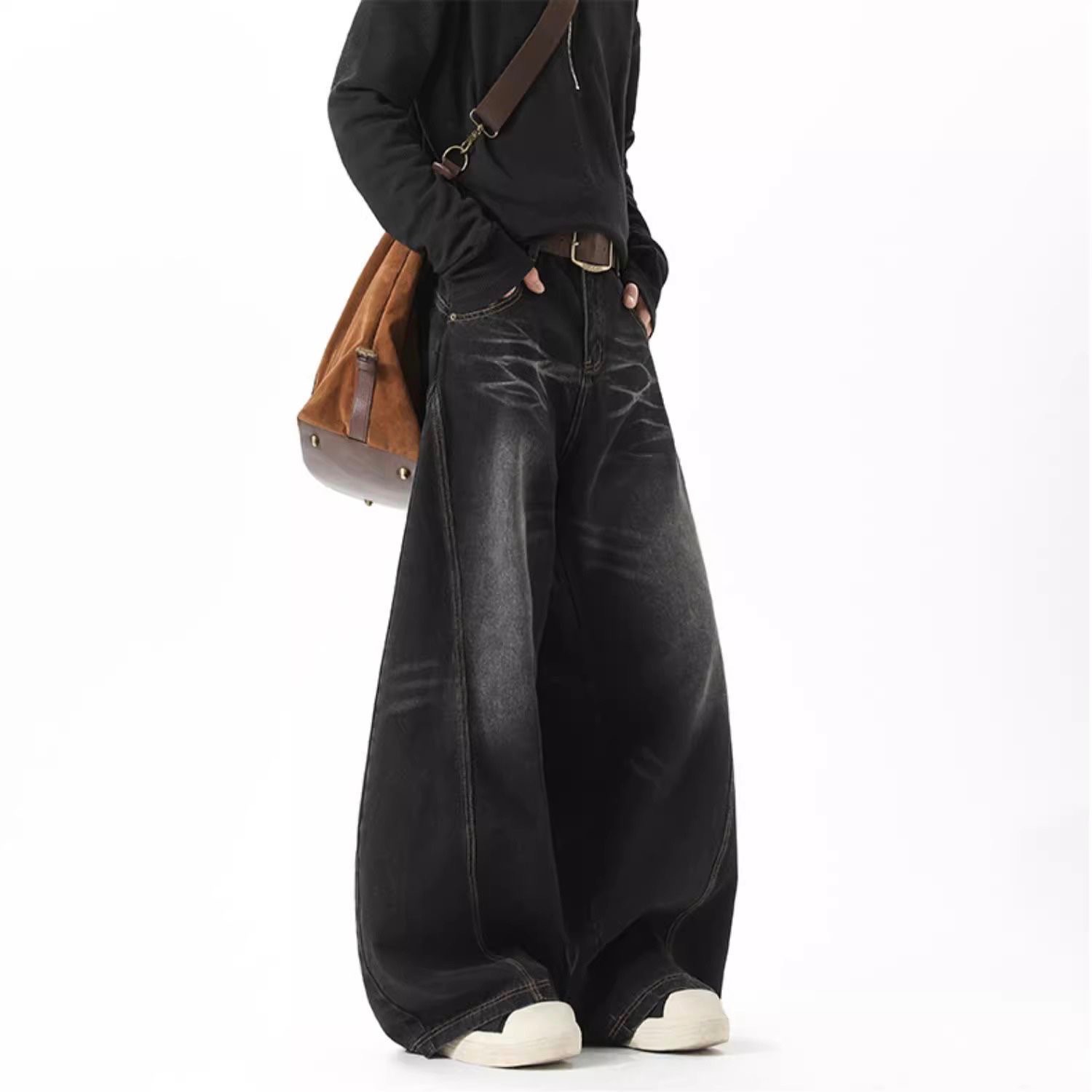 美式復古水洗彎刀褲