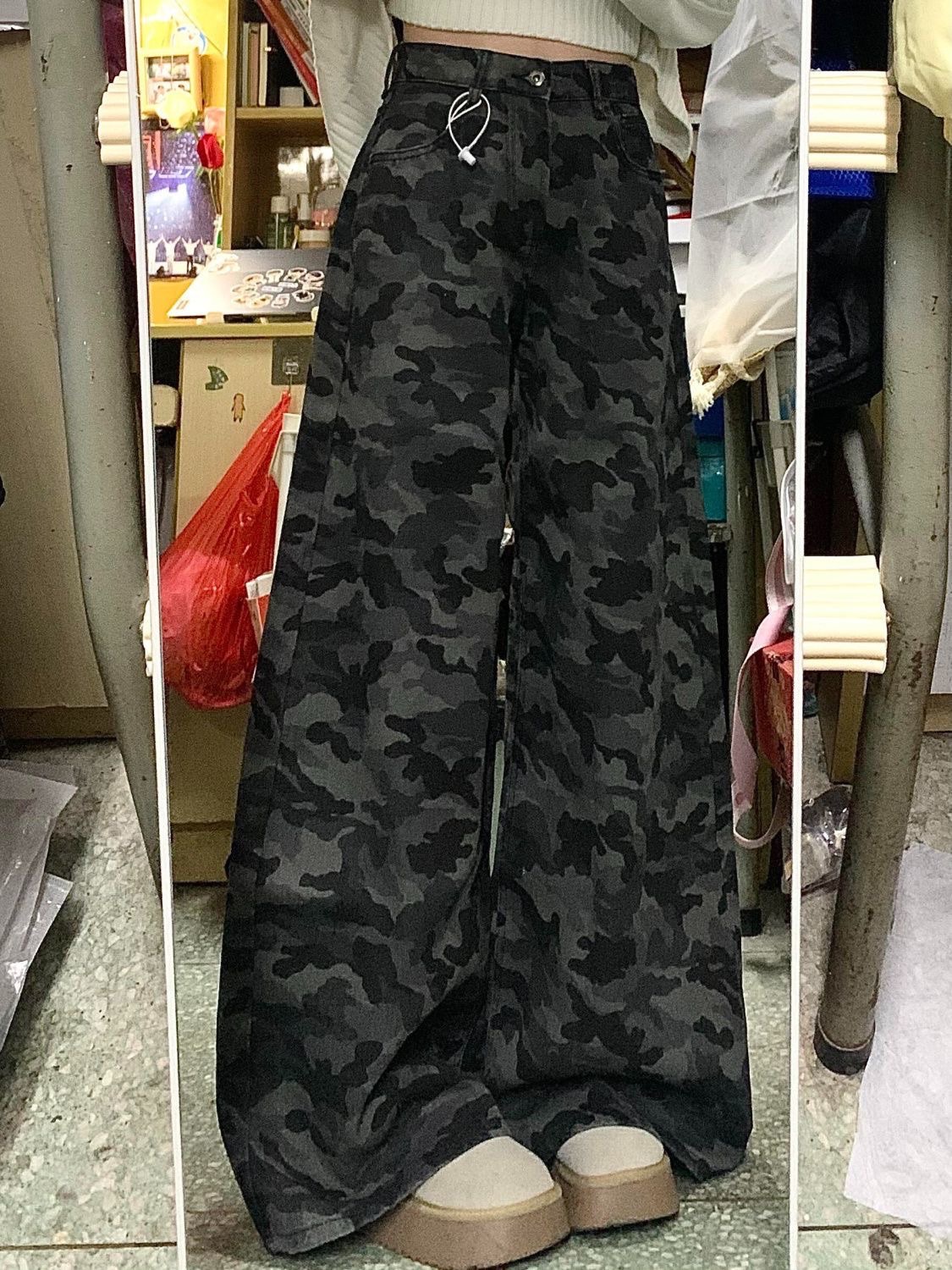 美式迷彩辣妹闊腿褲