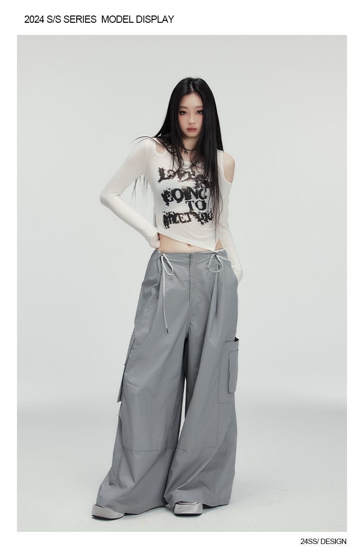 字母印花辣妹鏤空上衣