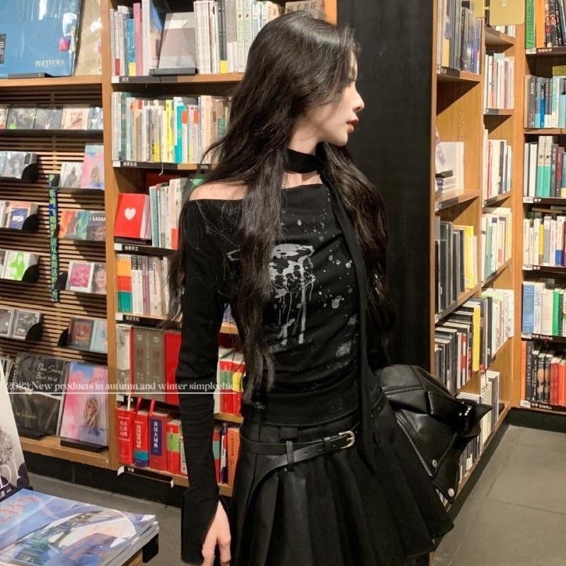 甜辣掛脖飄帶一字肩上衣