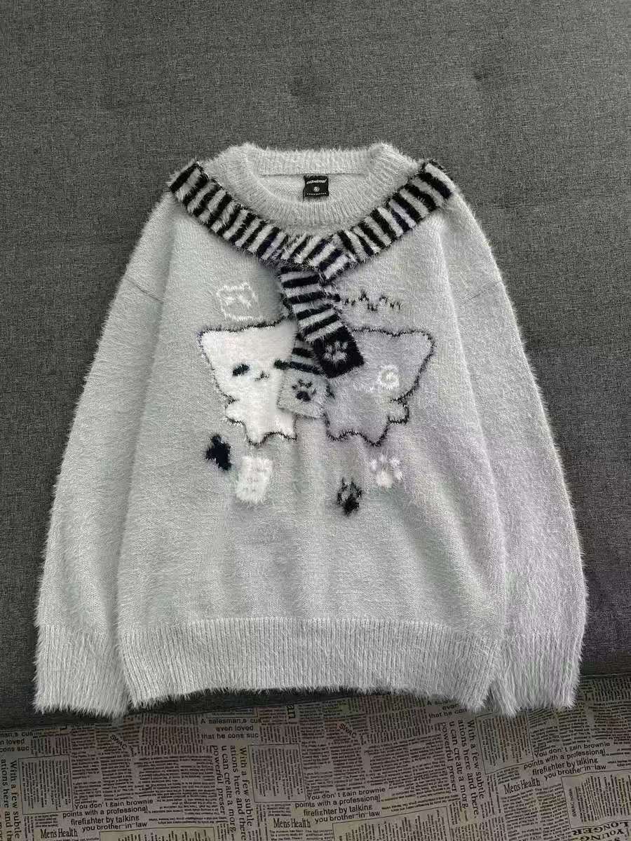 日式貓咪圍巾毛衣