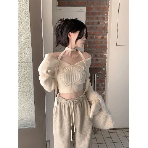 純慾一字肩針織上衣