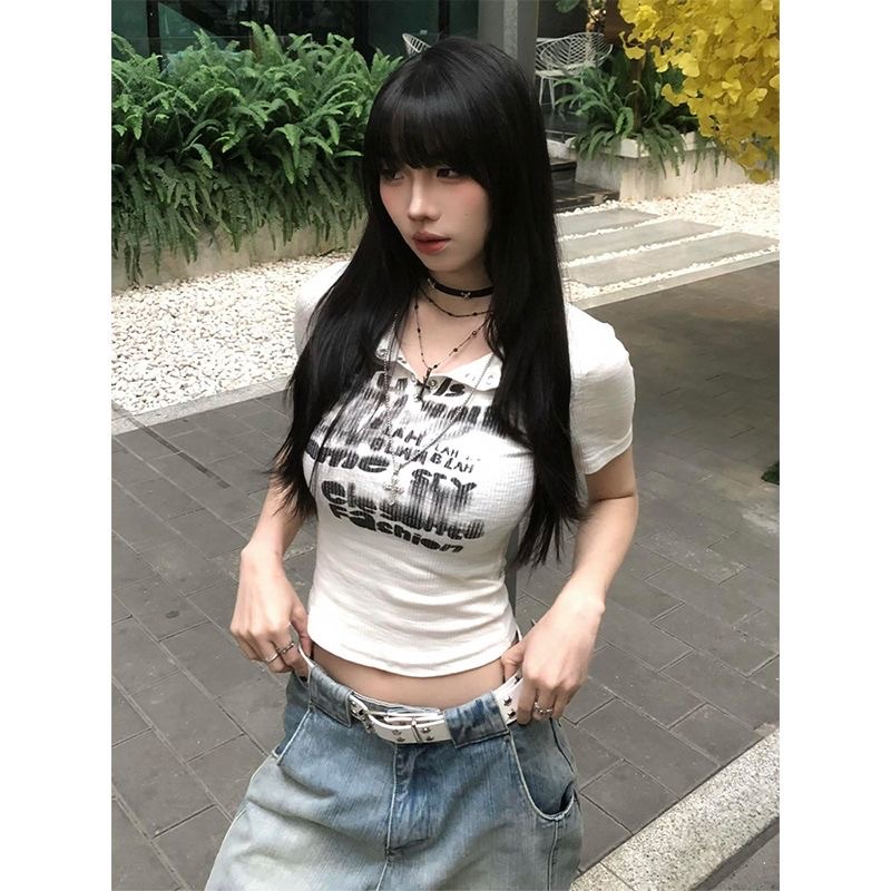 美式街頭正肩短版上衣